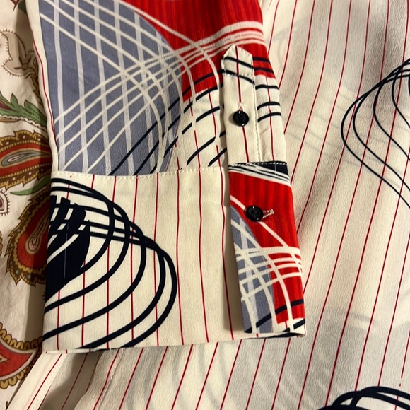 Ecru Navy and Red Striped Blouse - Picture 7 of 12